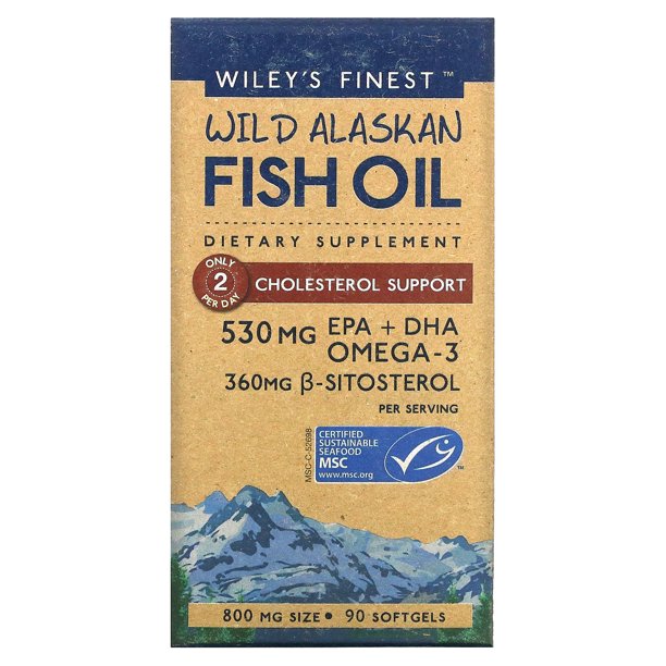 Wiley's Finest Wild Alaskan Fish Oil Cholesterol Support, 90ct.