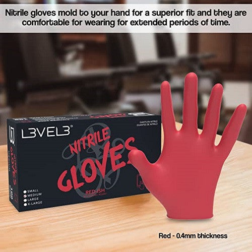 L3VEL3 Nitrile Glove 100 Count, Red