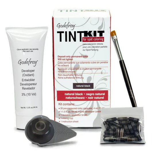 Godefroy Professional Hair Eyebrow Face Spot Coloring Tint Kit 20 Applications, Natural Black