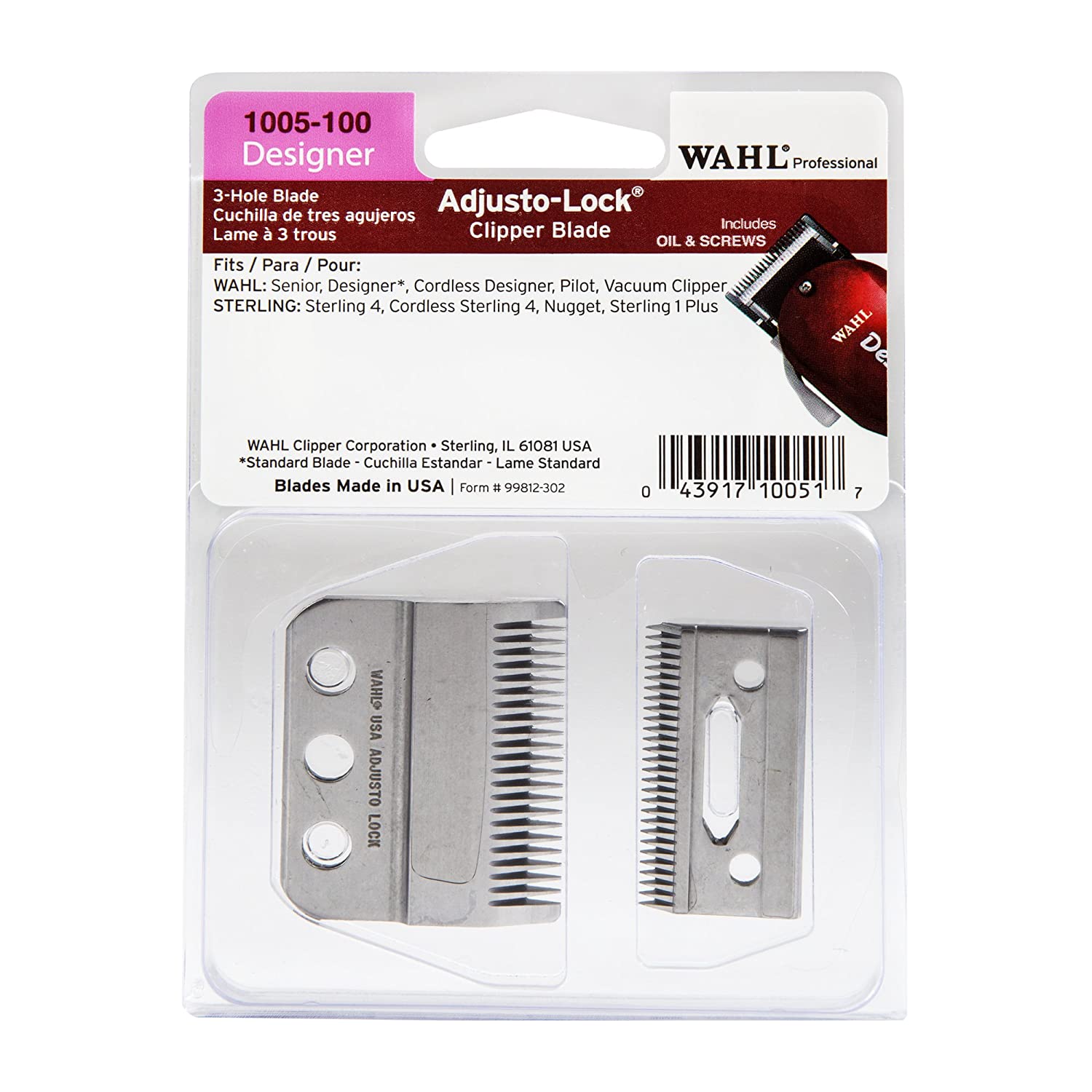 Wahl Designer Clipper Blade #1005-100 Front Packaging