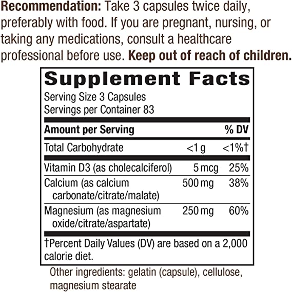 Natures Way Calcium Magnesium & Vitamin D, 250 Capsules