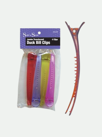 Soft 'n Style Jumbo Translucent Duck Bill Clips, 4 ct